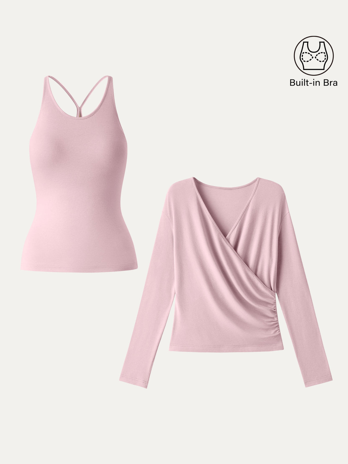 Two-Piece Cami Set with Surplice Ruched Bra Top