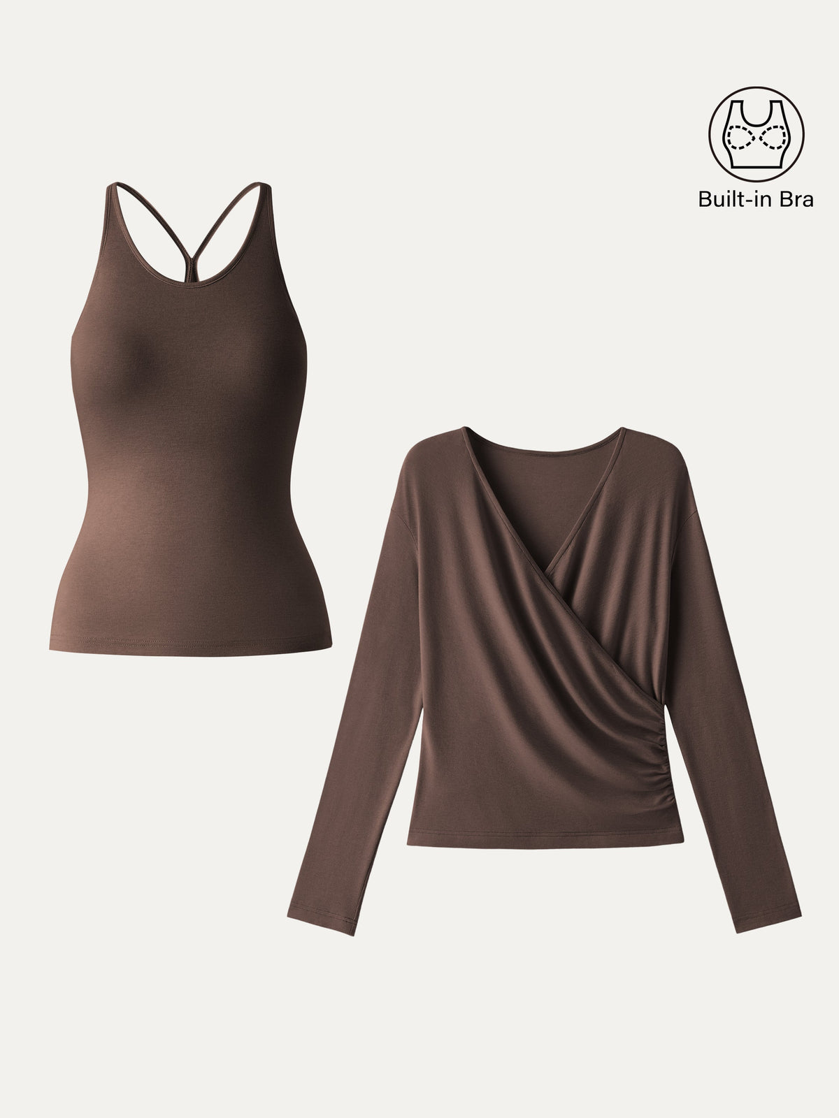 Two-Piece Cami Set with Surplice Ruched Bra Top