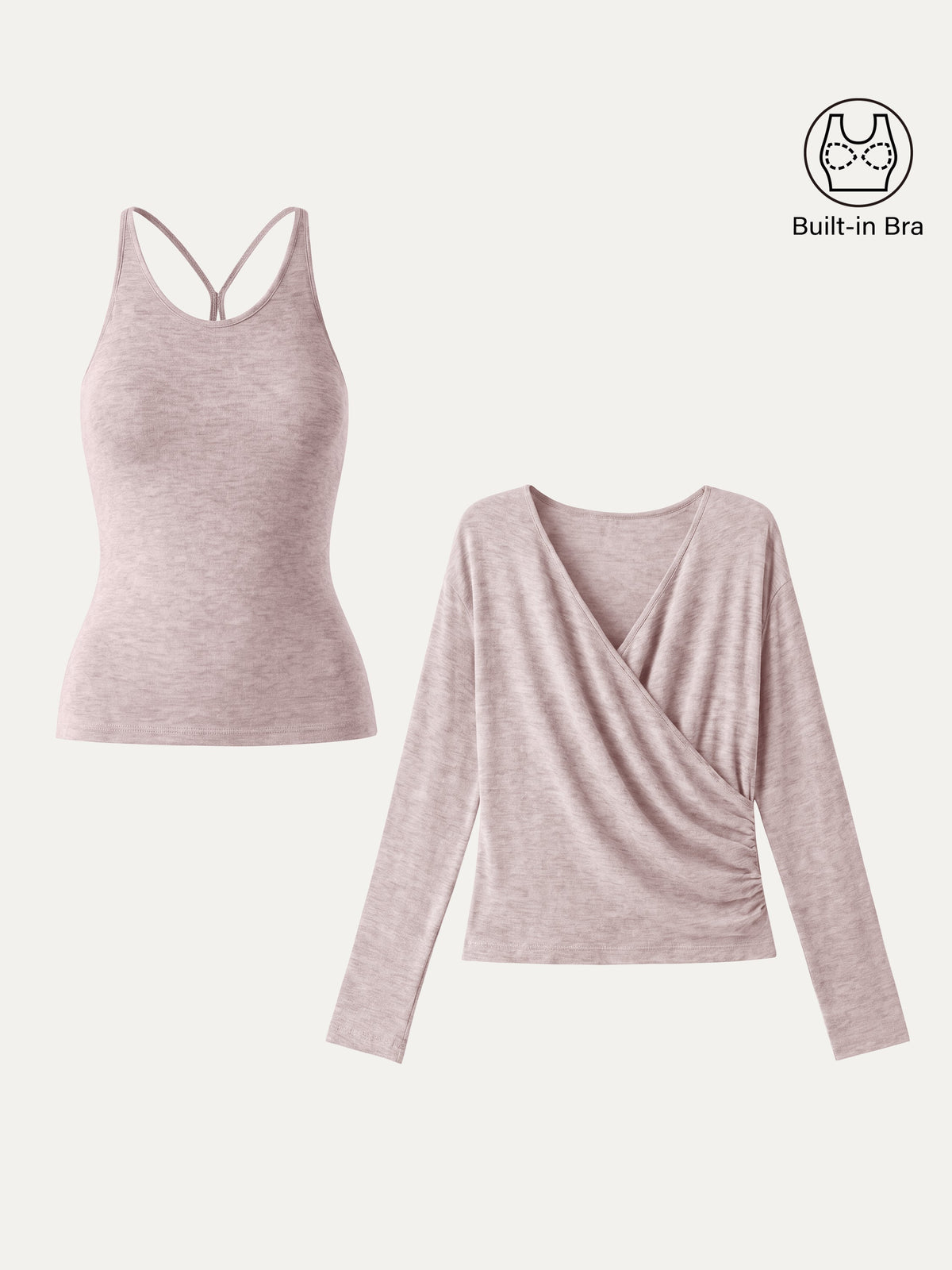 Two-Piece Cami Set with Surplice Ruched Bra Top