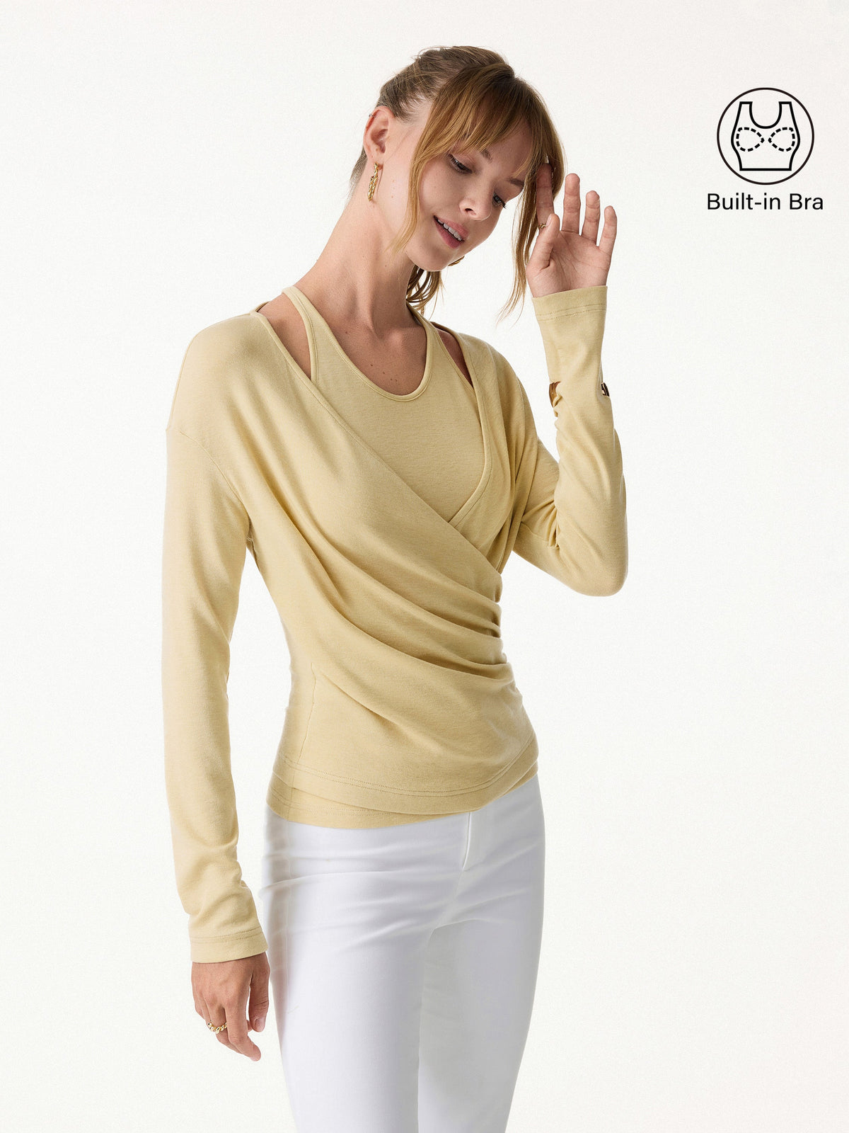 Two-Piece Cami Set with Surplice Ruched Bra Top