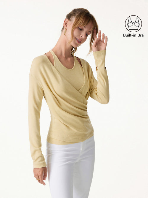 Two-Piece Cami Set with Surplice Ruched Bra Top
