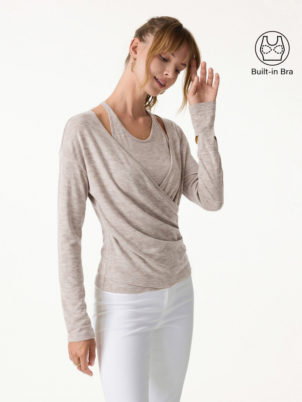 Two-Piece Cami Set with Surplice Ruched Bra Top