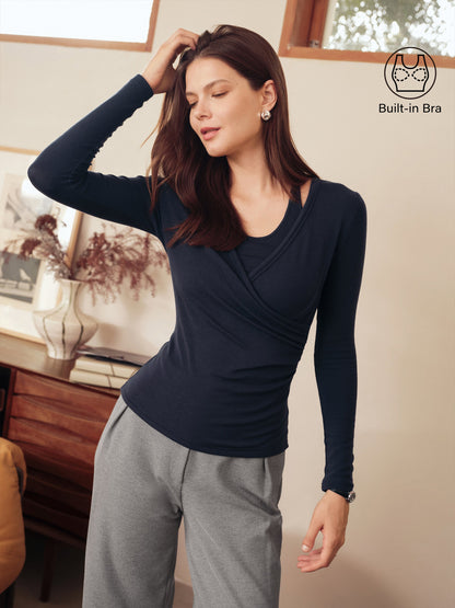 Two-Piece Cami Set with Surplice Ruched Bra Top