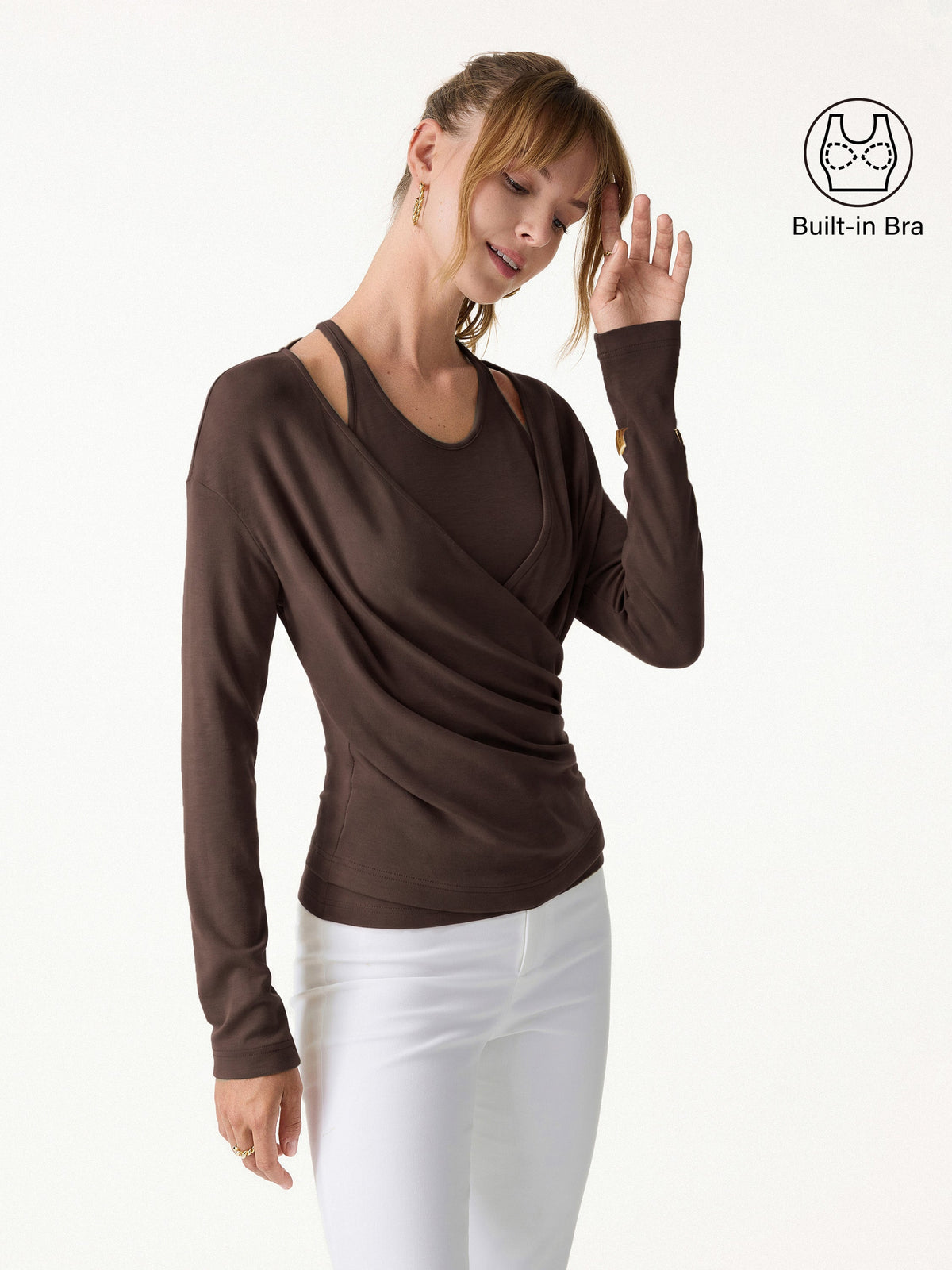 Two-Piece Cami Set with Surplice Ruched Bra Top