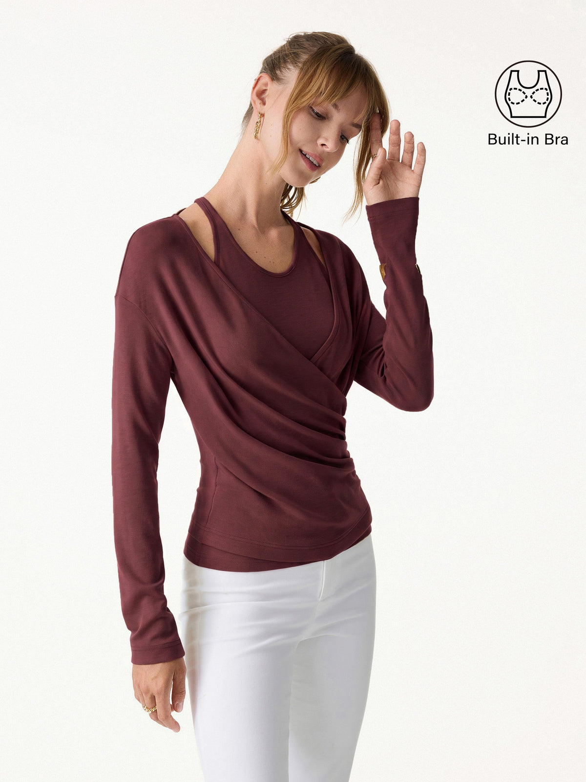 Two-Piece Cami Set with Surplice Ruched Bra Top