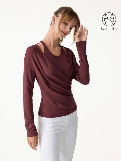 Two-Piece Cami Set with Surplice Ruched Bra Top