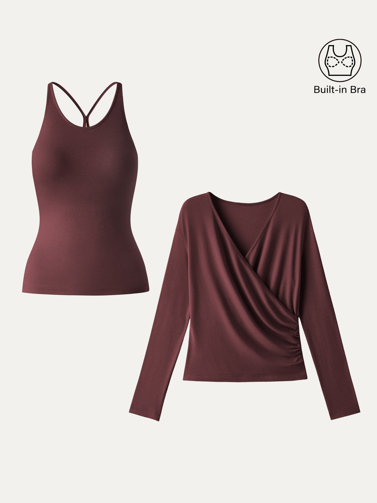Two-Piece Cami Set with Surplice Ruched Bra Top