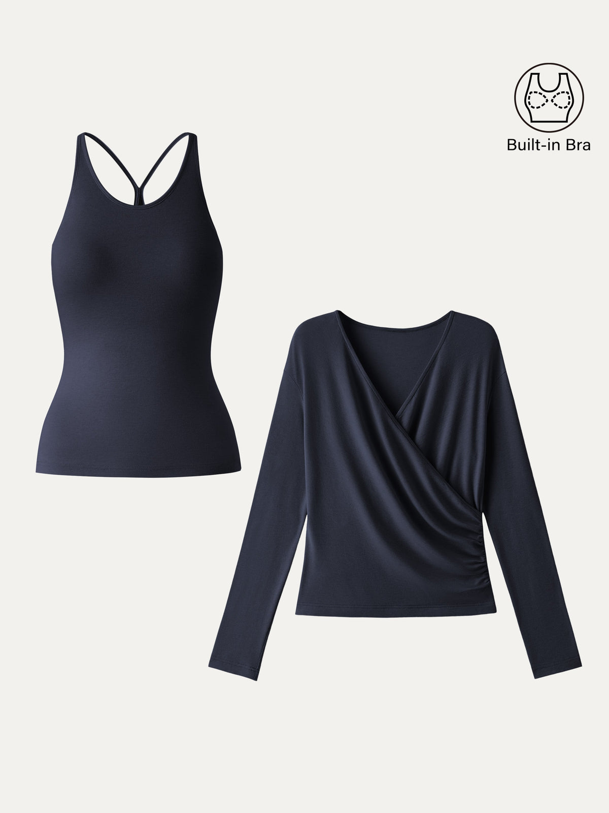Two-Piece Cami Set with Surplice Ruched Bra Top