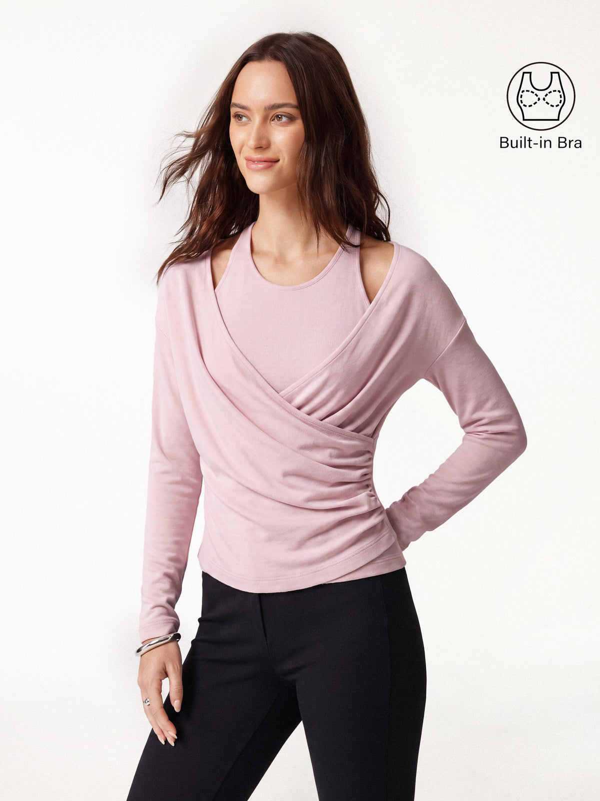 Two-Piece Cami Set with Surplice Ruched Bra Top