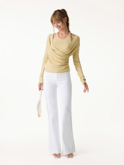 Two-Piece Cami Set with Surplice Ruched Bra Top