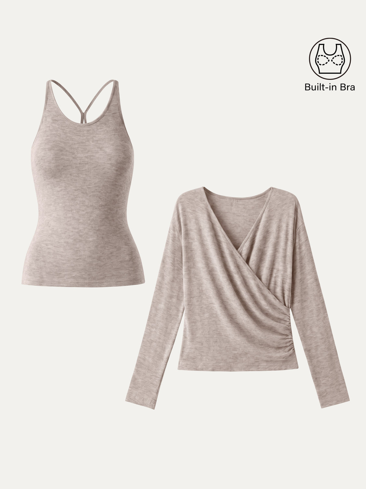 Two-Piece Cami Set with Surplice Ruched Bra Top